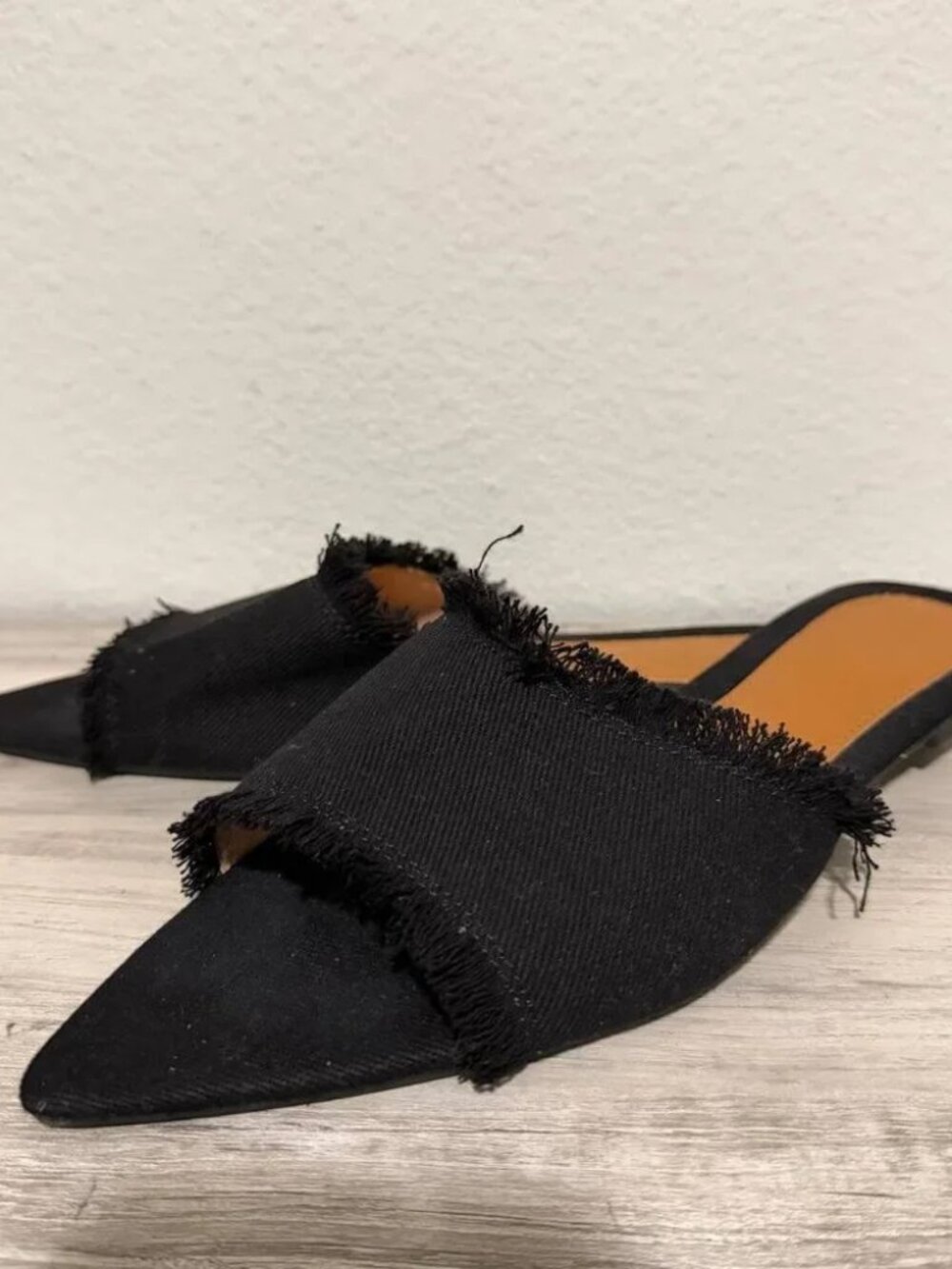 Women’s Denim Open-Toe Tassel Slides | Size 42